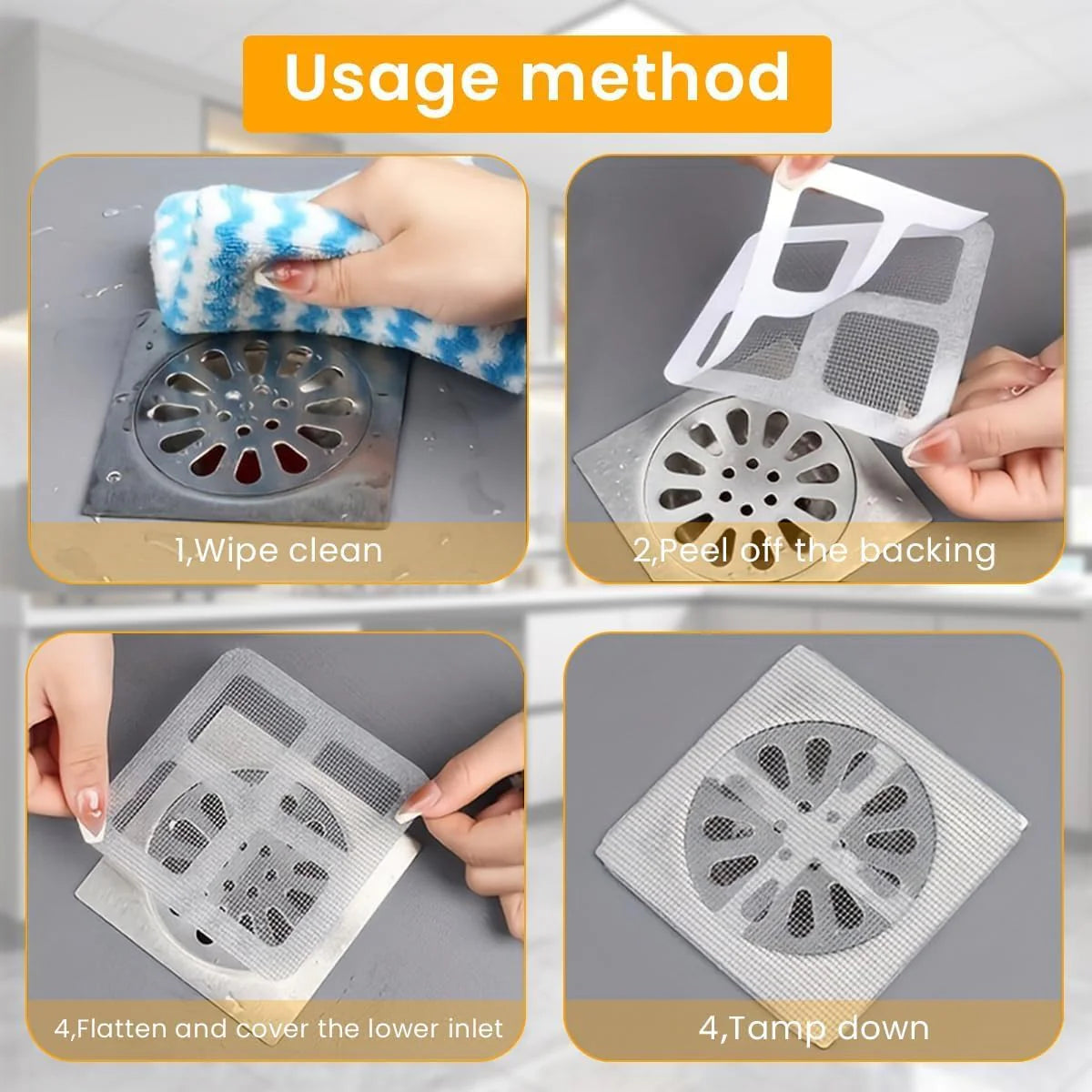 Disposable Shower Drain Hair Catcher Stickers for Bathroom, Bathtub and Kitchen (Buy 5 Get 5 Free🔥)